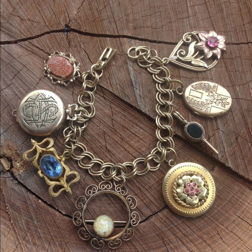 Vintage Antique LGB Charm Bracelet Victorian